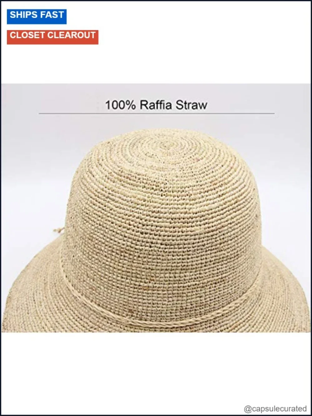 Women's Straw Bucket Hat Beach Sun Protection Wide Brim Packable Adjustable